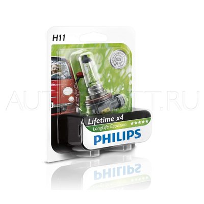 Лампа галогенная H11 - PHILIPS Long Life Eco 12V 55W 4000K