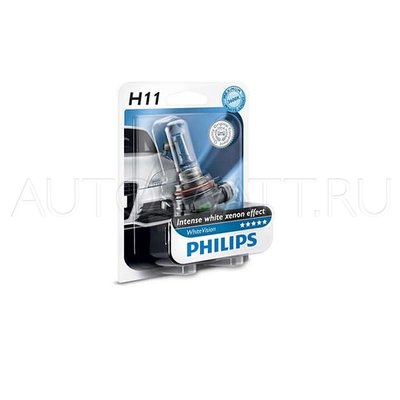 Лампа галогенная H11 - PHILIPS White Vision +60% 12V 55W 4300K