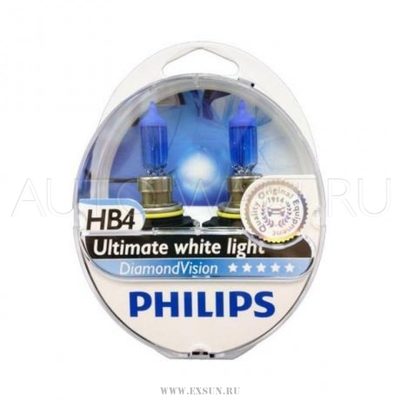 Лампа галогенная HB4 9006 - PHILIPS Diamond Vision 12V 55W 5000K Комплект