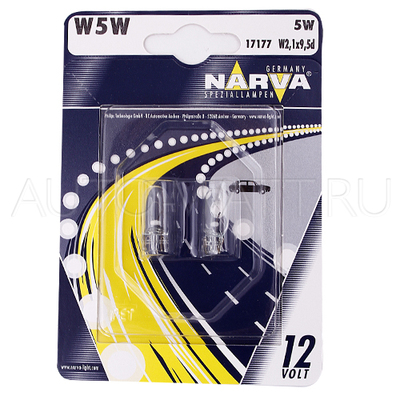 Лампа галогенная W5W T10 - NARVA 12V 5W