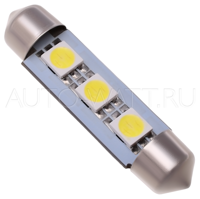 Светодиодная лампа C10W 41 мм - 3 SMD5050 0.72Вт Белая