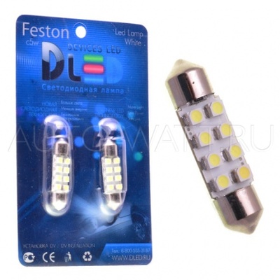 Светодиодная лампа C5W 36 мм - 8 SMD3528 0.64Вт Белая