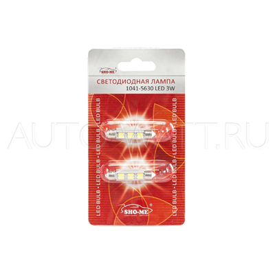 Светодиодная лампа C10W 41мм - SHO-ME C10W - 1041 5630 LED - 3W Белая