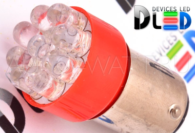 Светодиодная лампа P21/5W 1157 - 9 DIP 0.95Вт Красная
