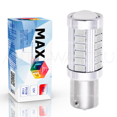 Светодиодная лампа P21W 1156 - Max-Road 33Led 13Вт Красная