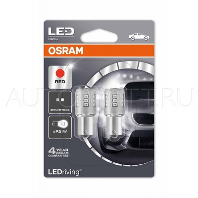 Светодиодная лампа P21W 1156 – LED Standart Red 2W Красные