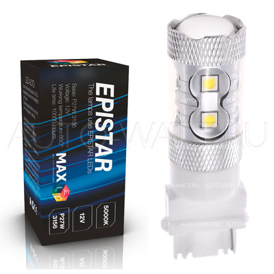 Светодиодная лампа P27W 3156 - 10 Epistar Линза 50Вт Белая
