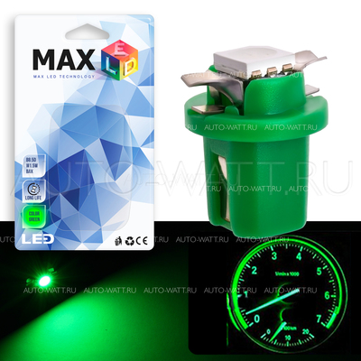 Светодиодная лампа T5 – B8.5D 1 SMD 5050 0.24Вт Зелёная