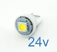 Светодиодная лампа W5W T10 – 1 SMD5050 0.24Вт 24v Белая