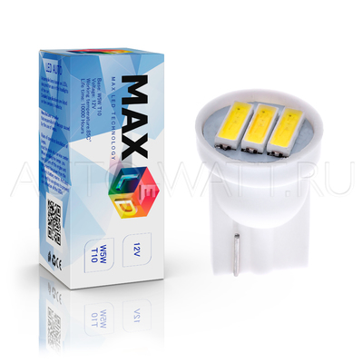 Светодиодная лампа W5W T10 – Max-7014 1Вт Белая