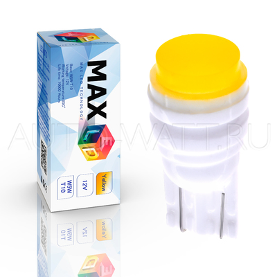 Светодиодная лампа WY5W T10 – Max-Ceramic COB 2Вт Жёлтая