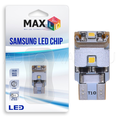Светодиодная лампа W5W T10 – Max-Samsung Chip 3Led 3Вт Обманка Белая
