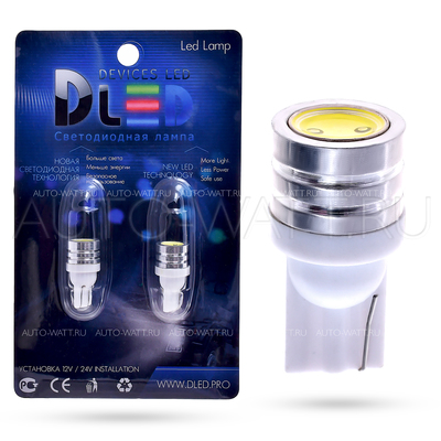 Светодиодная лампа W5W T10 – 1 HP 1Вт Белая