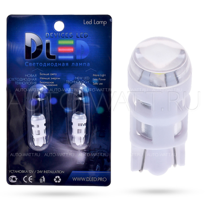 Светодиодная лампа W5W T10 – 1 SMD3030 2Вт Белая