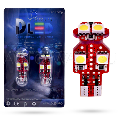 Светодиодная лампа W16W T15 – 6 SMD5050 red PCB Can-Bus 1.44Вт Белая