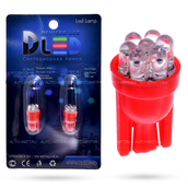 Светодиодная лампа W5W T10 – 7 Dip Led 0.4Вт Красная