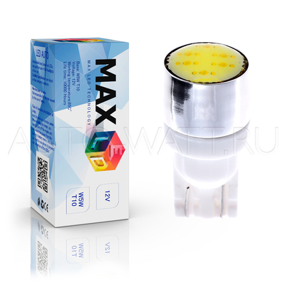 Светодиодная лампа W5W T10 – Max-COB 1Led 2Вт Белая